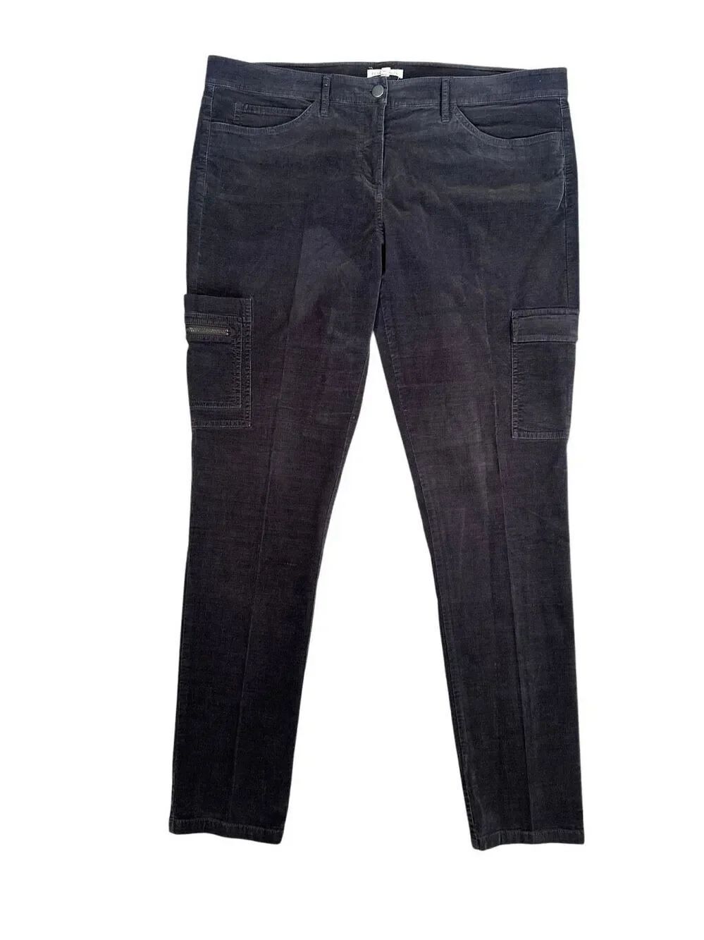 eileen fisher womens 14 corduroy skinny pant zipper pockets cargo utility brown